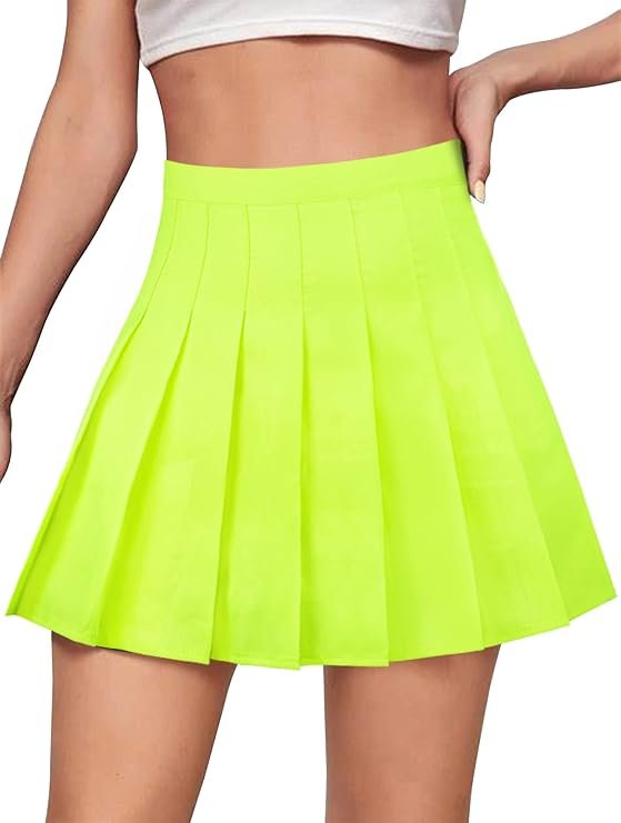 Neon Yellow Pleated Tennis Skirt